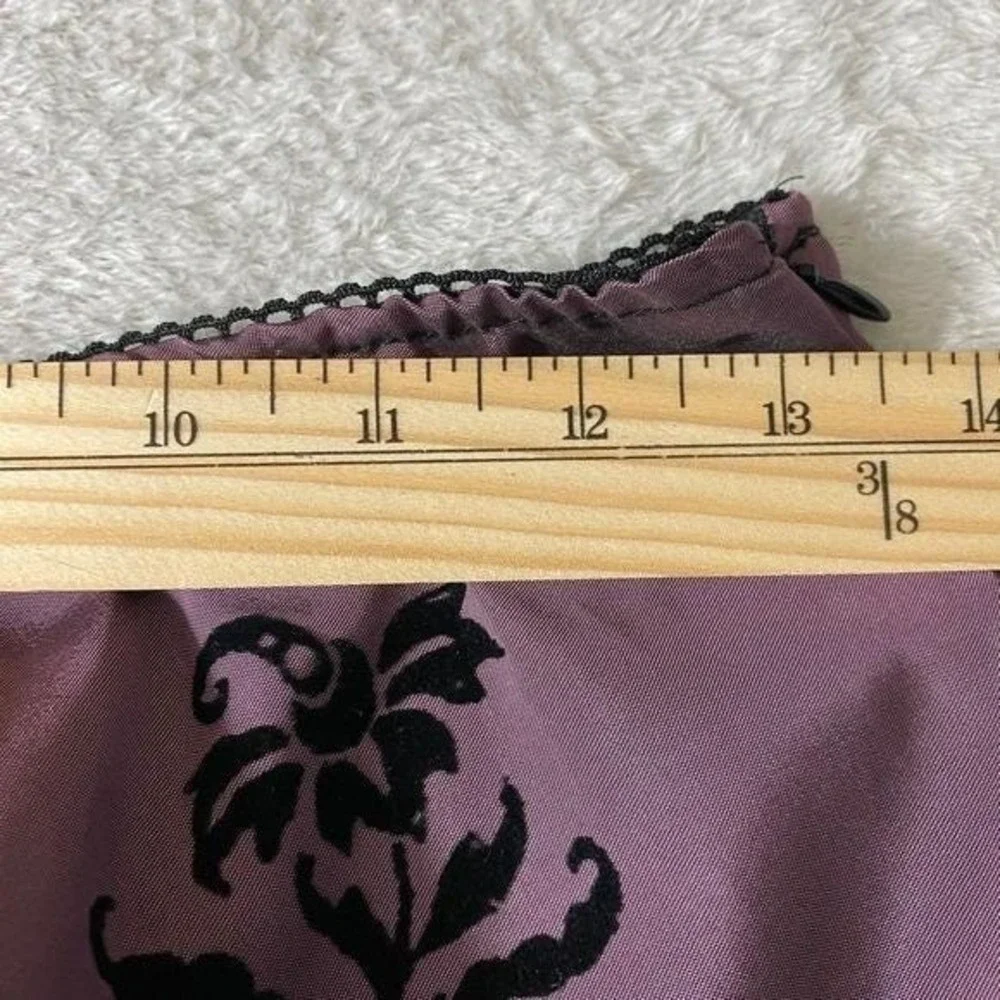 Vintage 70s MSK Burnout Velvet Whimsigoth Skirt M Purple Flock Floral Rockabilly